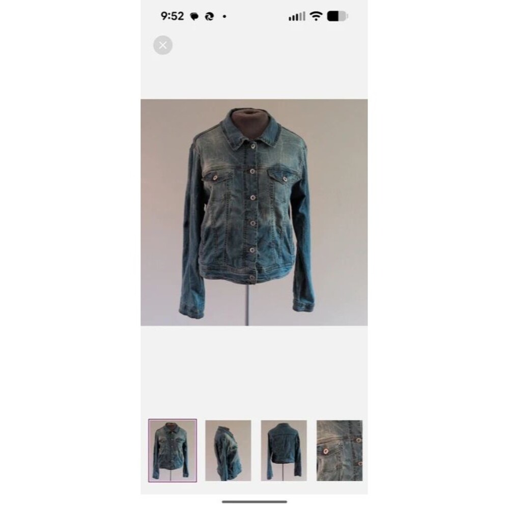 Muse looks Distressed Fade Jean Jacket Fitted Stretch Trucker Med